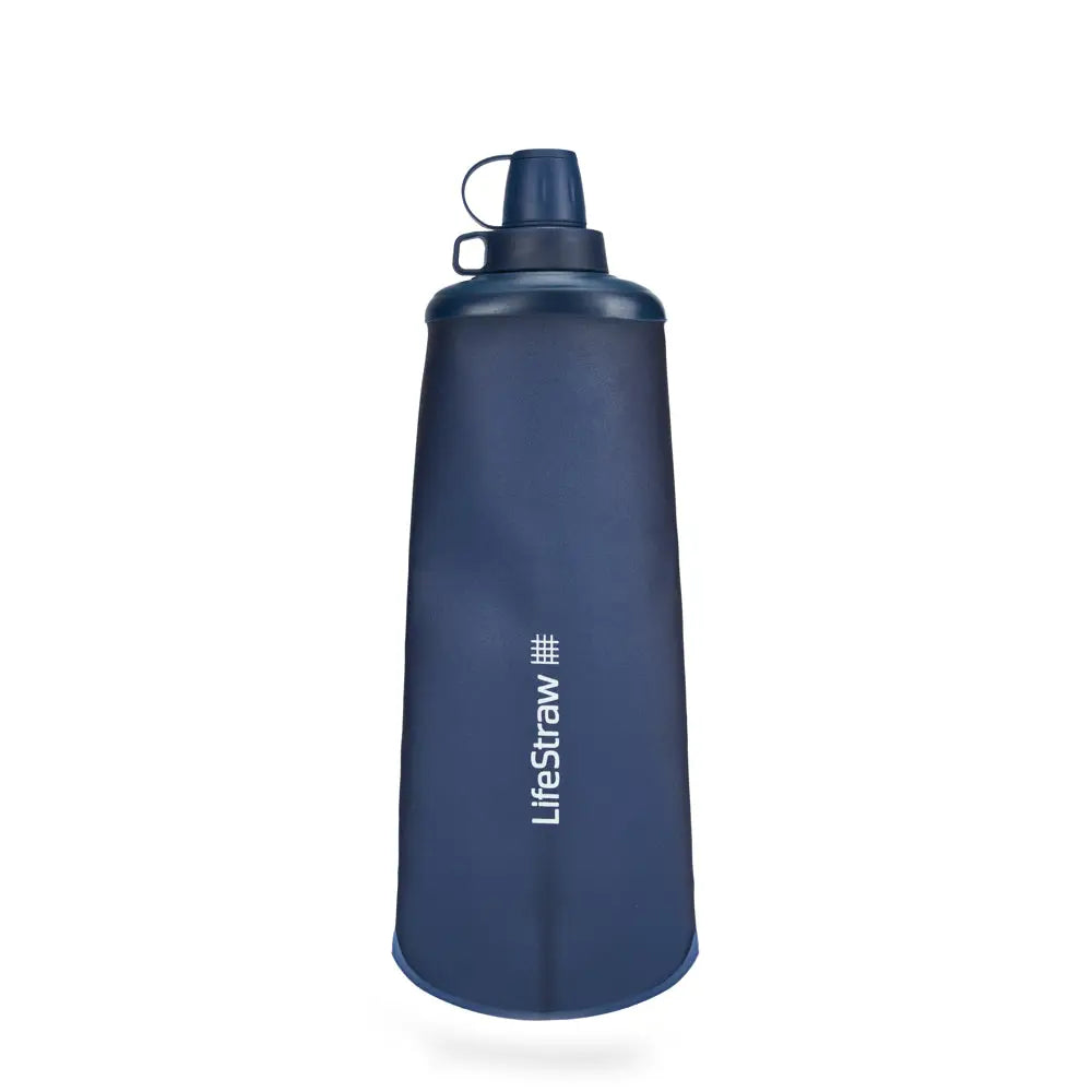 Lifestraw Peak Series Collapsible Squeeze Bottle 650ml of 1 liter drinkfles met waterfilter - Mountain Blue 1 liter