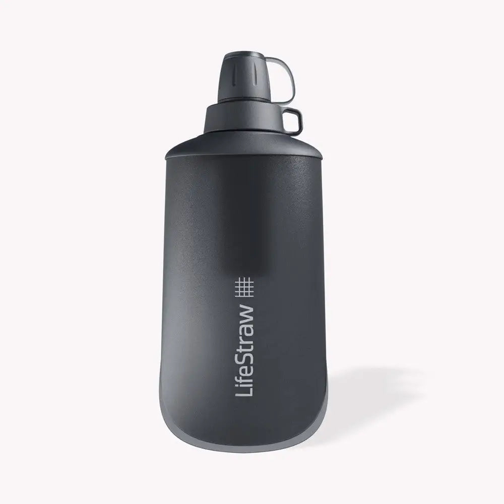 Lifestraw Peak Series Collapsible Squeeze Bottle 650ml of 1 liter drinkfles met waterfilter - Dark Grey 650ml